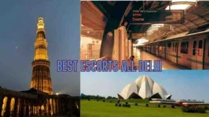 In this photo, Kutumb Minar and Lotus Temple are seen, Metro is also visible. Through this photo, I want to inform you about the services of Delhi escorts.